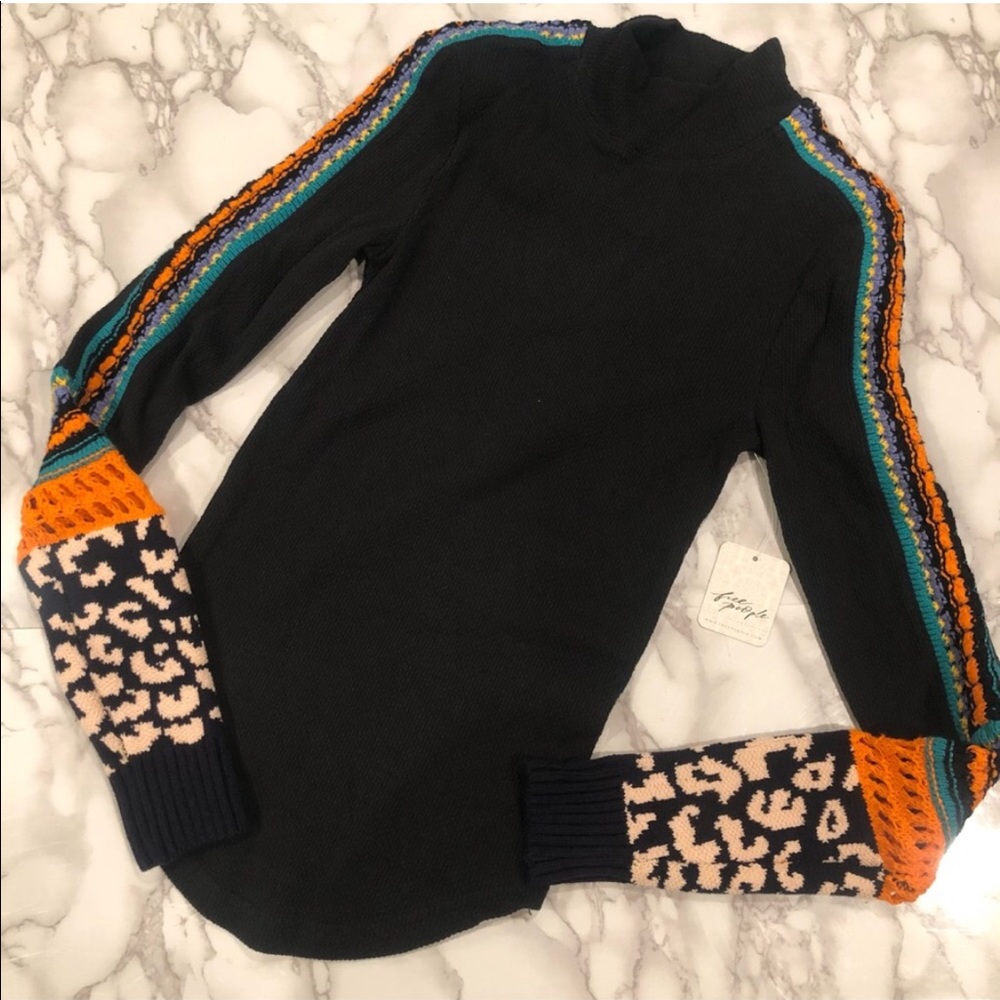 Free People Black Sweater with Multicolor Accents - Picture 7 of 9
